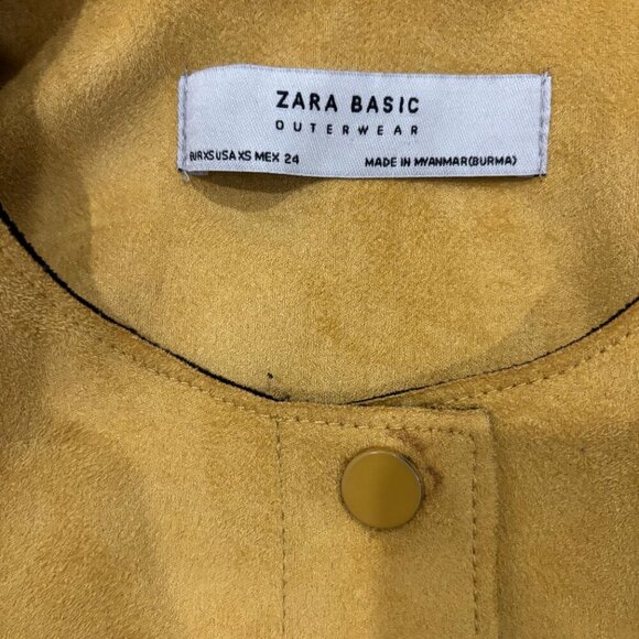 Zara Chic Mustard Yellow Faux Suede Jacket – Minimalist Modern Design - Picture 4 of 5